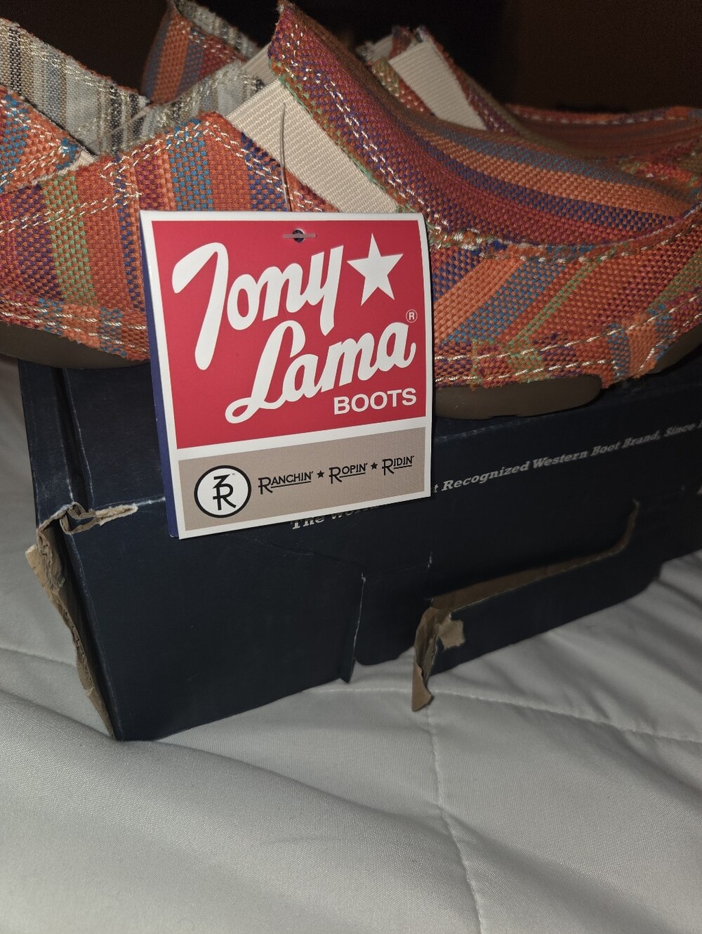 New Tony Lama Striped Canvas Slip-Ons. Multi Colors. Size 8.5